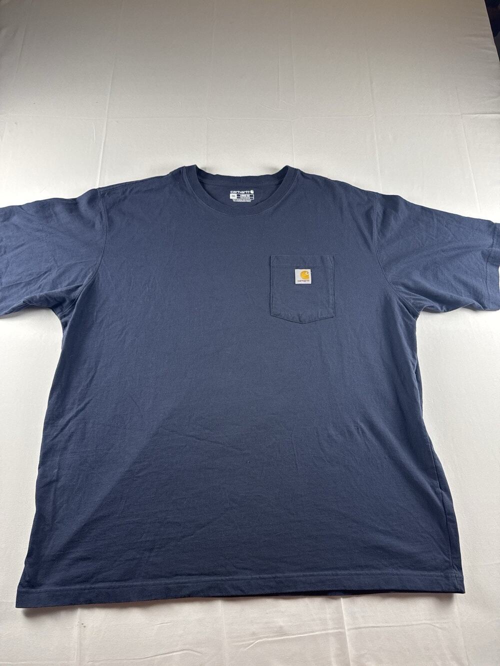 Carhartt Pocket T Shirt Mens 2XL Loose Fit Workwear Navy Blue Tee